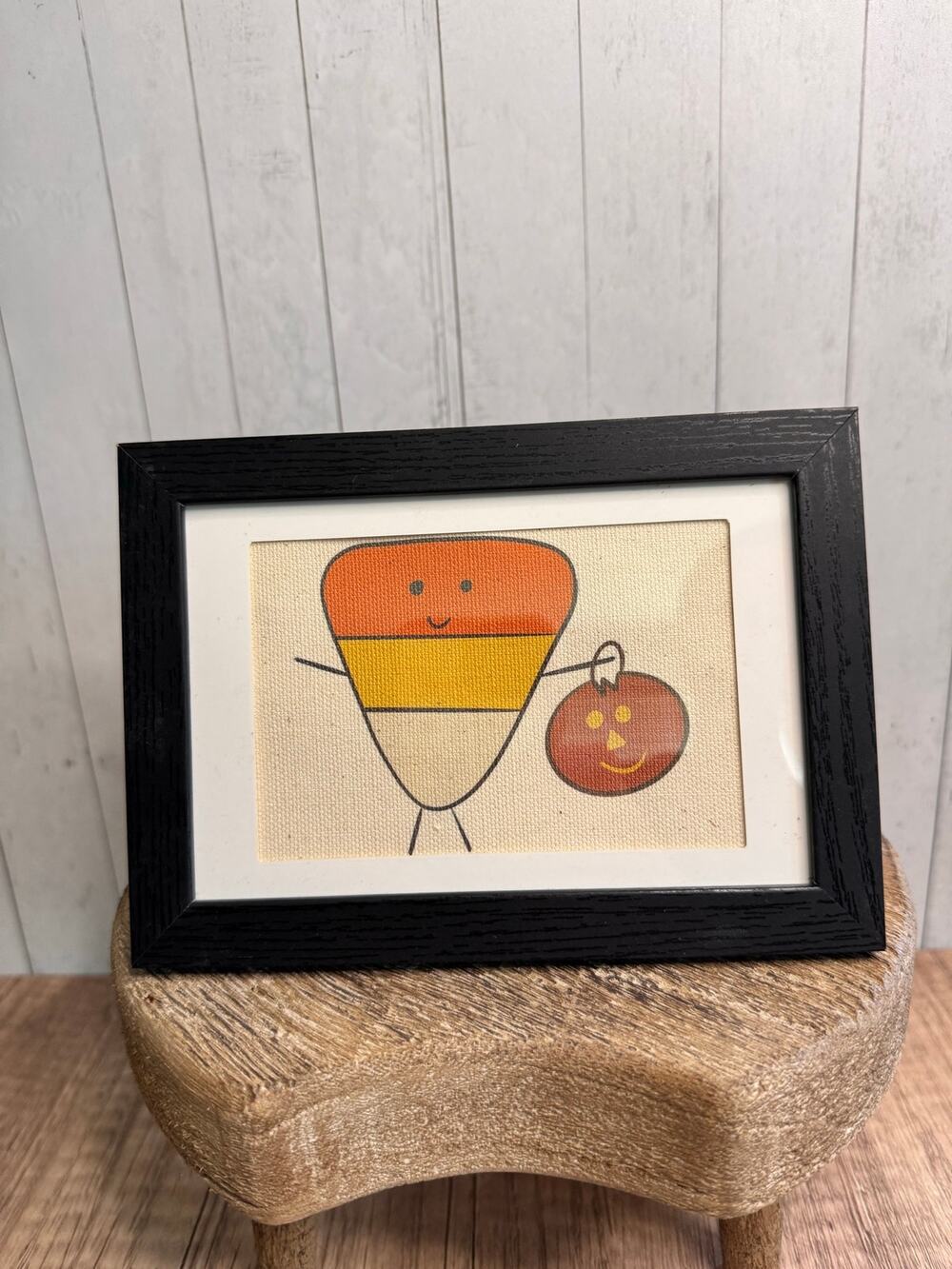 Mini Halloween Candy Corn Picture Frame Original Art West Hills Studio Artisan